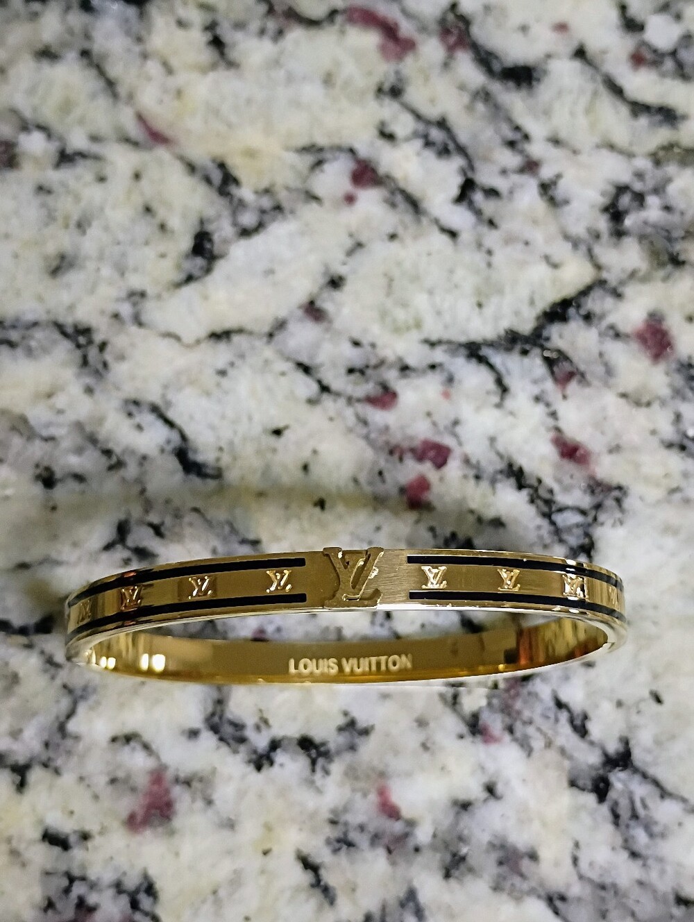 New Gold and Black Logo Slim Bangle Bracelet